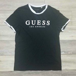 Guess black and white ringer t shirt